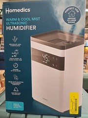 Homedics Premium Warm & Cool Mist Ultrasonic Humidifier Topfill, 58 Hour Runtime