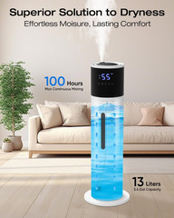 13L Humidifier Large Room, 100H Runtime 28 Db Quiet Cool Mist Air Humidifiers fo