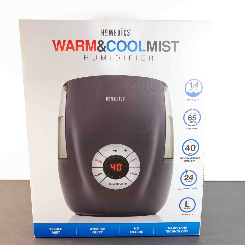 HoMedics Warm & Cool Mist Humidifier Large Room 1.4 Gallon 65 Hour Run Time
