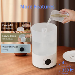 Top Fill Humidifiers for Bedroom, 4.0L Tank Cool Mist Humidifiers for Large Room
