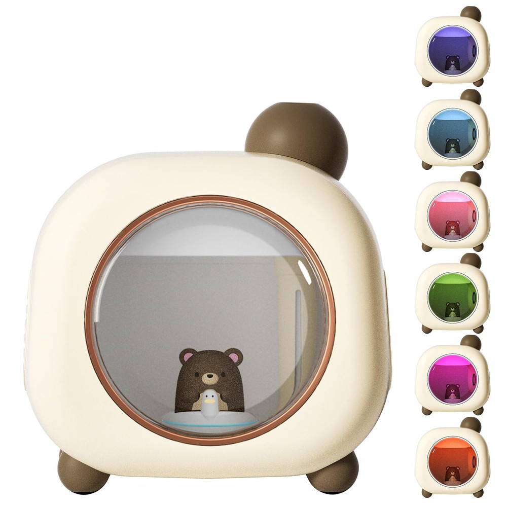 Portable Mini Humidifier, 500ML Cartoon Bear USB Mist Small Humidifier with C…