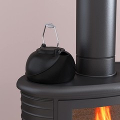 Whistling 1.8L Cast Iron Humidifying Kettle with Cool Touch Chrome Handle