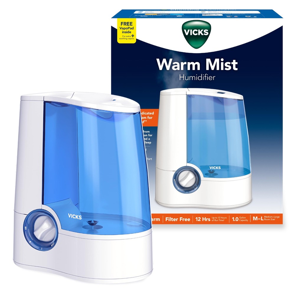 Vicks Warm Mist Humidifier – Air for 1 Count (Pack of 1), White