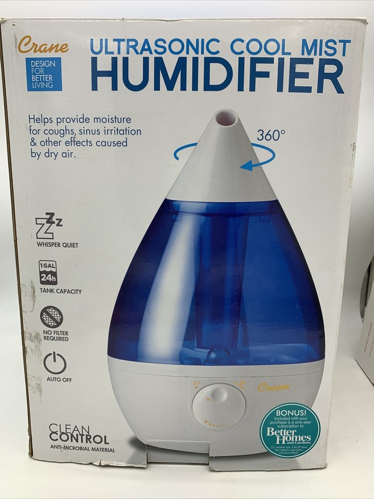 Crane Ultrasonic Cool Mist Humidifier – Blue W/ Box & Instruction