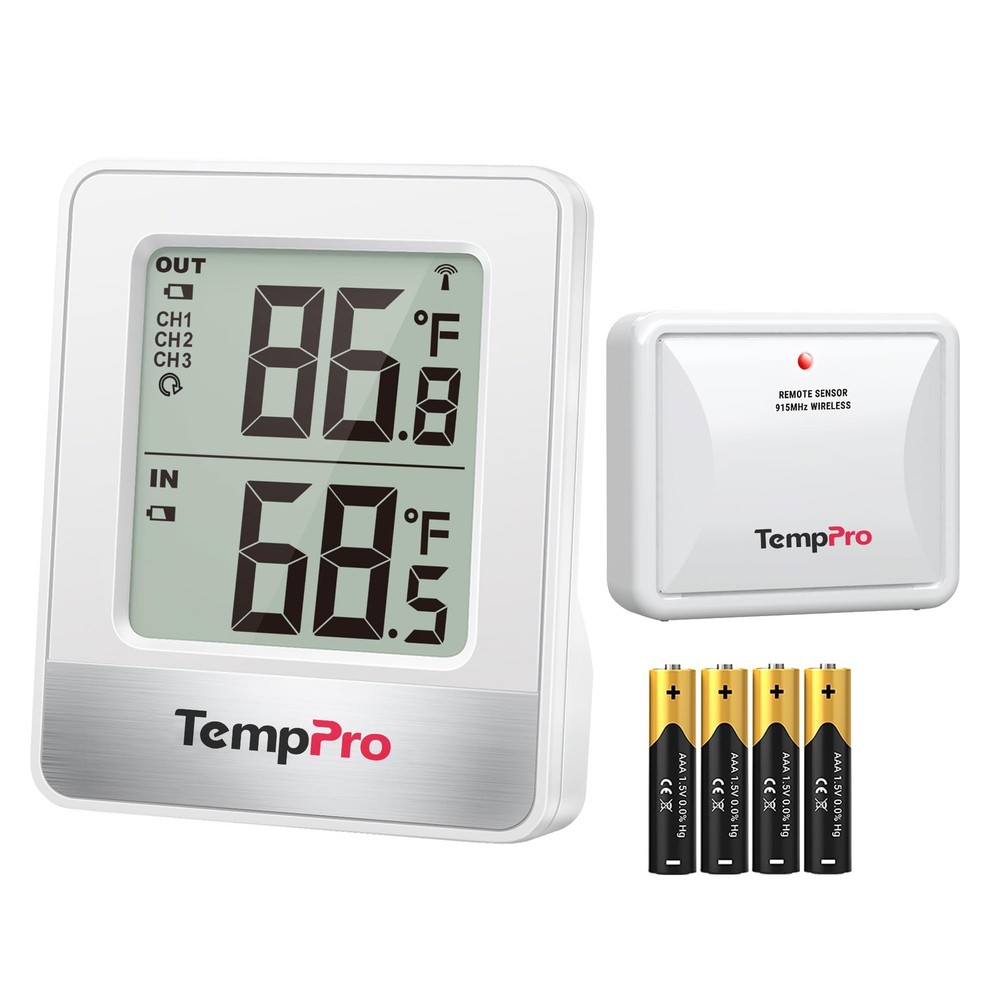 TempPro 500FT Indoor Outdoor Thermometer White In-outdoor