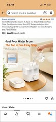 Humidifiers for Bedroom, 2L Tank for 15H, 20dB Quiet Mist Time, Dual Nozzles
