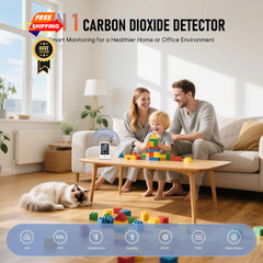 8-in-1 Indoor Air Quality Monitor, Portable Tester for Temperature, Ivory