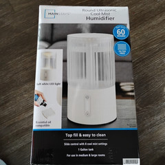 Mainstays Round Ultrasonic Cool Mist Top-Fill Humidifier w/ Aroma – White