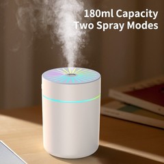 180ML USB Mini Humidifier Home Air Purifier Diffuser Cool Mist Black 1PC 80g