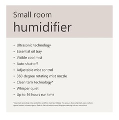 NEW Ultrasonic Small Room 16-Hour Cool Mist Humidifier Essential Oil, Walgreens