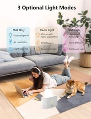 Essential Oil Diffuser, Air Humidifier with Flame Led Light – 7 Colors, 180mL Ca
