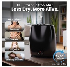 Everlasting Comfort 6L Cool Mist Ultrasonic Humidifier Large Rooms Hum-B-GFTC