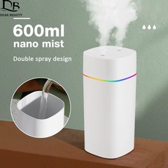 600ML Air Humidifier Double Spray Port Essential Oil Aromatherapy Diffuser Mu…