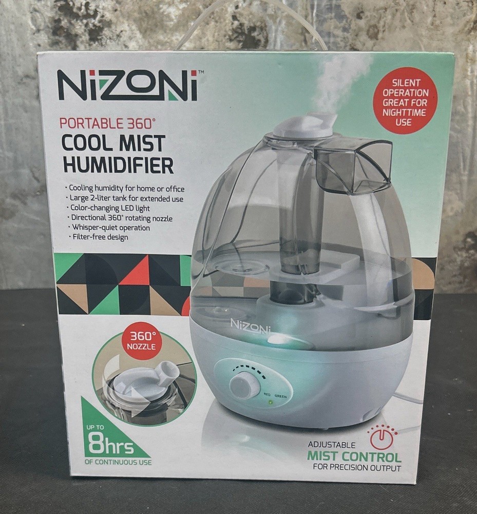 Nizoni Portable 360° Cool Mist Humidifier, New In Box