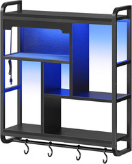 Gaming Floating Shelves with LED Lights, 26.4″ LED Wall Mounted Shelf, Modern Co