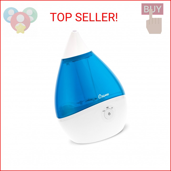 Crane Droplet Ultrasonic Small Air Humidifiers for Bedroom and Office, 0.5 Gallo