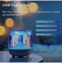 Home Humidifier, USB Powered, Seven-Color Night Light, 26dB Quiet Humidification