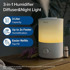 BPA-Free Humidifier & Cool Mist Diffuser with Night Light – 30 Hours Runtime