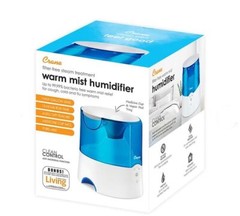 Crane Warm Mist Humidifier with Bacteria Free Mist, 0.5 Gal. Blue/White EE-5202H