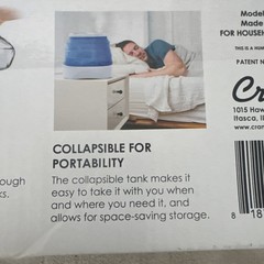 Crane Cool Mist Collapsible Humidifier 1 Gallon Tank New W/ Top Fill Tank