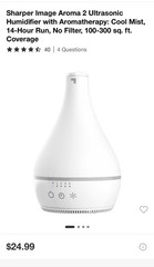 Sharper Image AROMA 2 Ultrasonic Humidifier with Aromatherapy