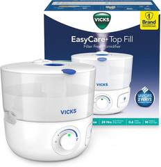Vicks EasyCare+ Top Fill Filter Free Cool Mist Humidifier White 0.6 Gal New