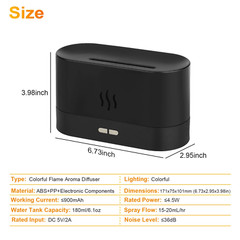 Flame Air Humidifier Essential Oil Diffuser, 3D USB 7 Color Light