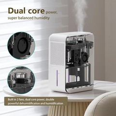 Quiet 27dB Small Dehumidifier & Humidifier – Multifunctional