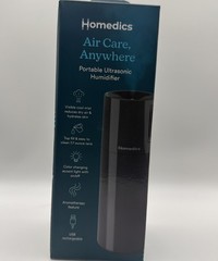 HoMedics Portable USB Ultrasonic Humidifier Travel Size – Black Color! NEW