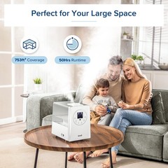 Large Room Ultrasonic Humidifier 6L Warm & Cool Mist, Essential Oil Diffuser, Qu