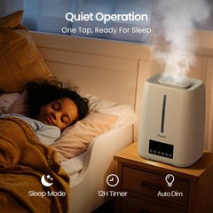 Chooone 6L Top Fill Ultrasonic Humidifier – Cool and Warm Mist Large, White