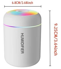 Mini 180ml USB Cool Mist Humidifier White – Portable Aroma Diffuser Night Light