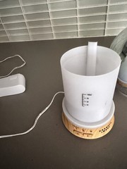 Sharper Image Ultrasonic Oil Diffuser with LED Lights, 2H Timer, Wood Base