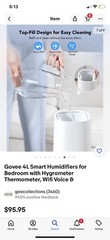 Govee 4L Smart Humidifiers for Bedroom with Hygrometer Thermometer, Wifi Voice &