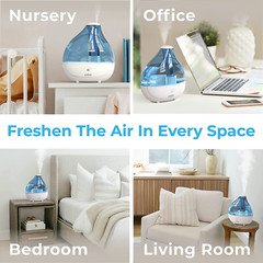 Mistaire Ultrasonic Cool Mist Humidifier – Quiet Air Humidifier for Bedroom, Nur