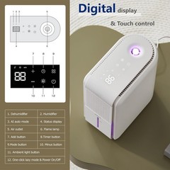 Portable 3 in 1 Air Purifier, Humidifier & Dehumidifier for Bedrooms & Basements