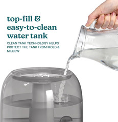 Ultrasonic Top Fill Humidifier, Cool Mist, 360° Nozzle, up to 25 Hour Runtime, f