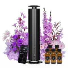Waterless Essential Oil Diffuser, Long Lasting Aromatherapy 6 Gear, Black