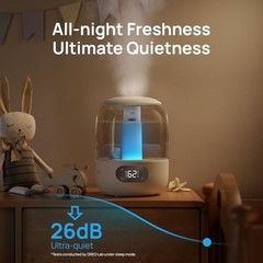 “Top Fill 3L Ultrasonic Humidifier for Large Rooms, 30H Quiet Cool Mist, Night L
