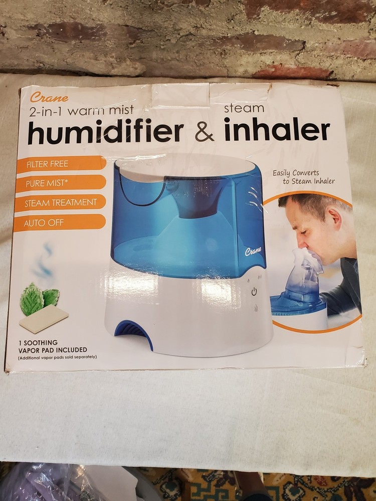 Crane 2-in-1 Warm Mist Steam Humidifier Inhaler Model EB-3000 Filter Free Auto