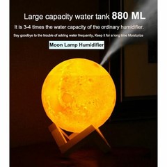 880ml 3D Moon Lamp USB Air Humidifier Aroma Mist Diffuser Purifier Night Light